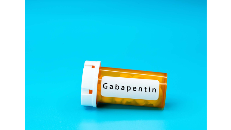 Gabapentin Medical vial with pills. Medical pills in orange Plastic Prescription. most popular medicine