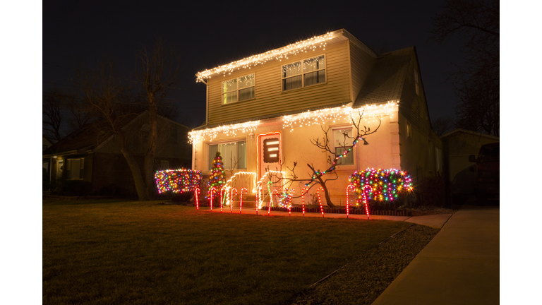 Illuminated house during Christmas at night