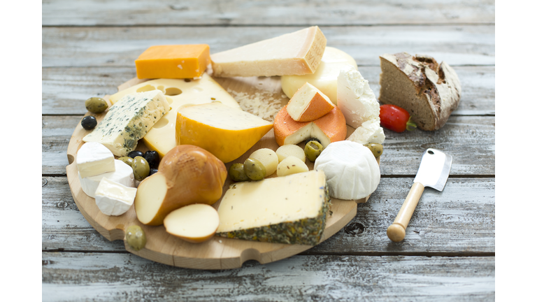 Cheese platter with different sorts of cheese