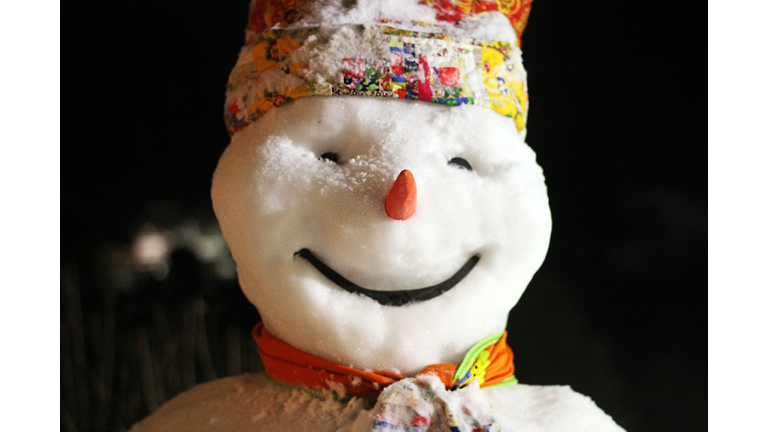 Close-Up Of Snowman At Night