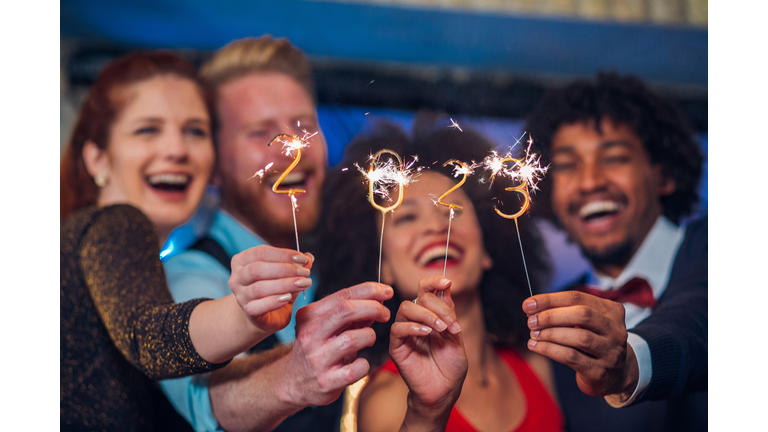 Two couples with sparklers