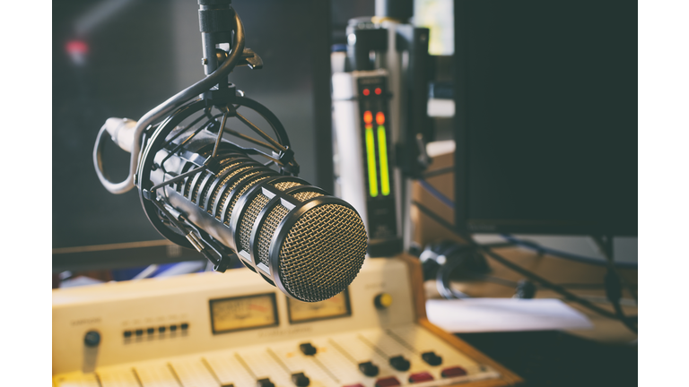 microphone in radio studio