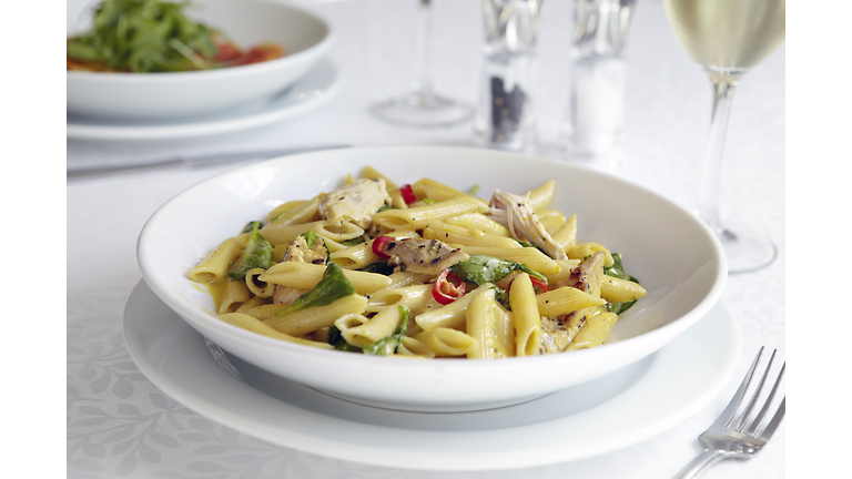 Fresh pasta dish in bowl
