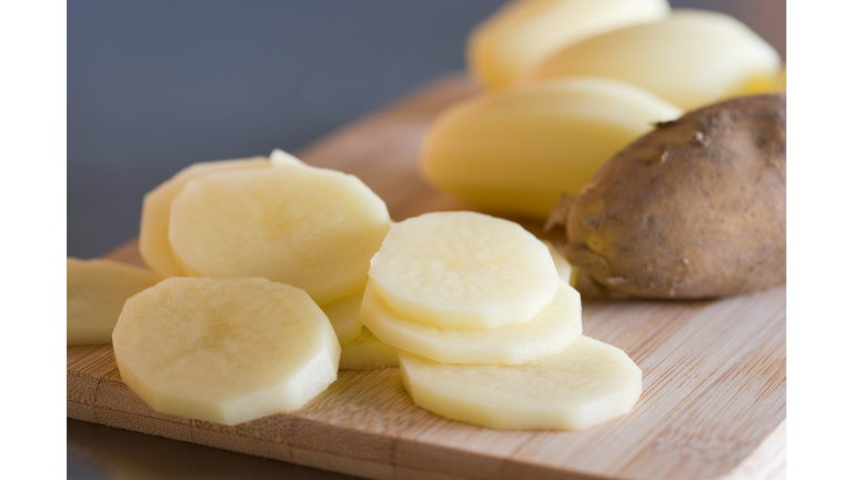 Slices of raw potato