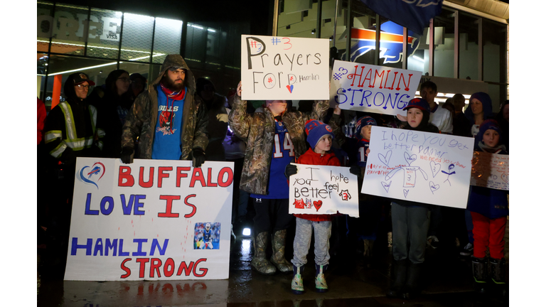 Fans Gather Outside Highmark Stadium Following Hospitalization of Buffalo Bills Player Damar Hamlin