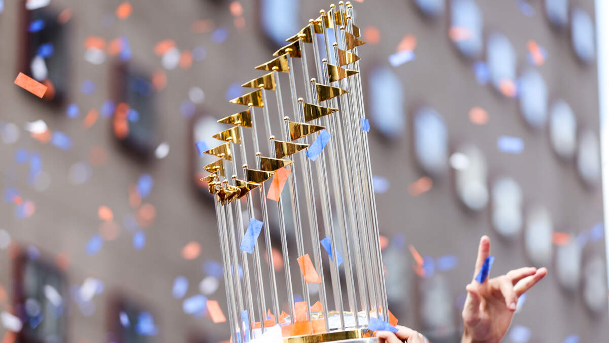 Houston Astros World Series trophy photo op at Minute Maid Park as