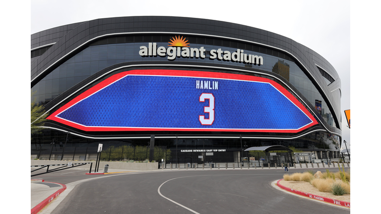 Allegiant Stadium Video Board Lit Up In Support Of Hospitalized Buffalo Bills Player Damar Hamlin