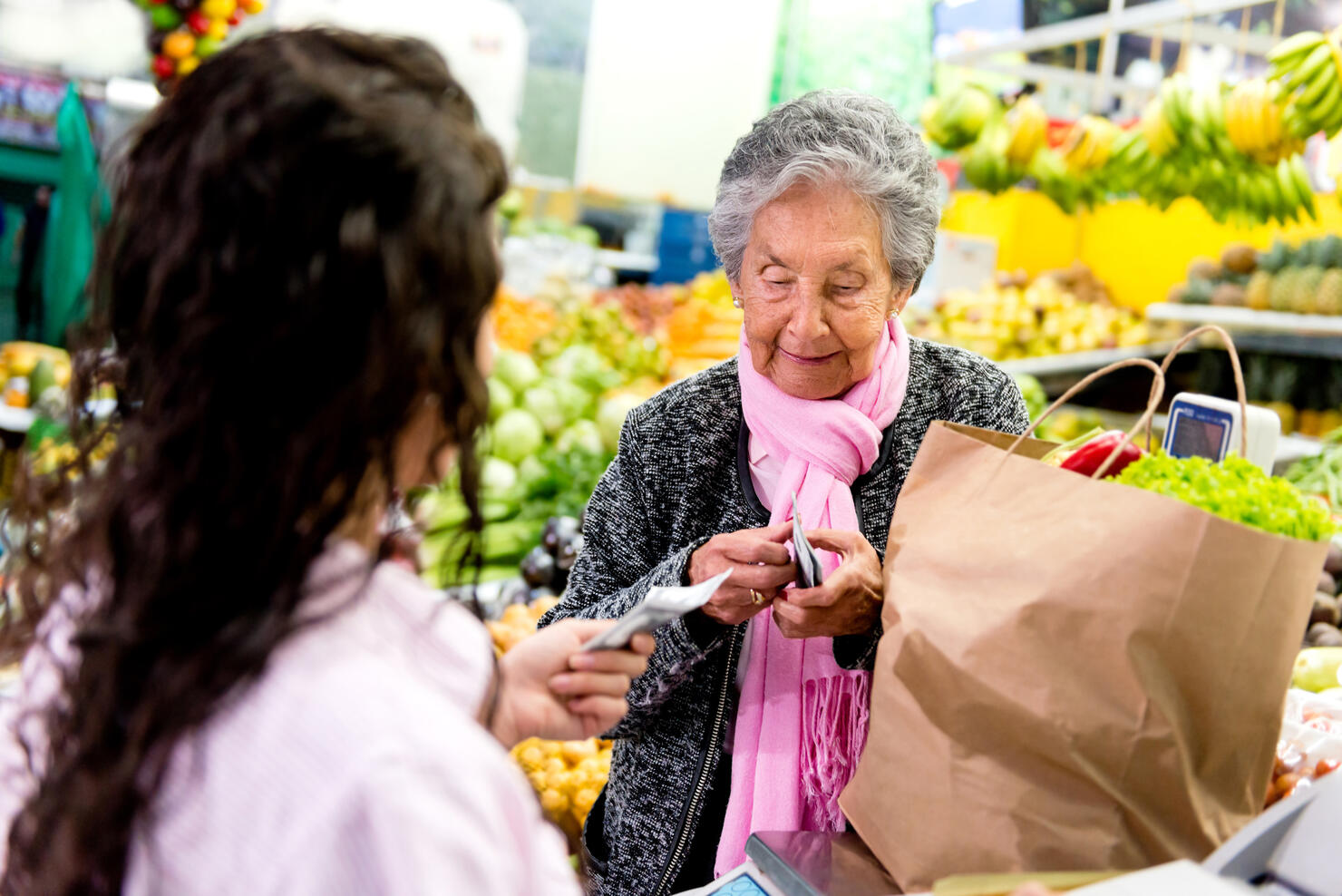 Customer paying at the supermarket