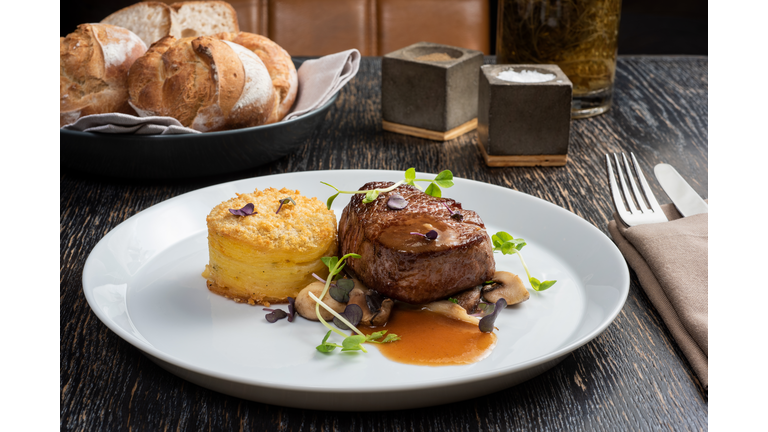 Filet Mignon with Bordelaise Sauce and Prepared Potato