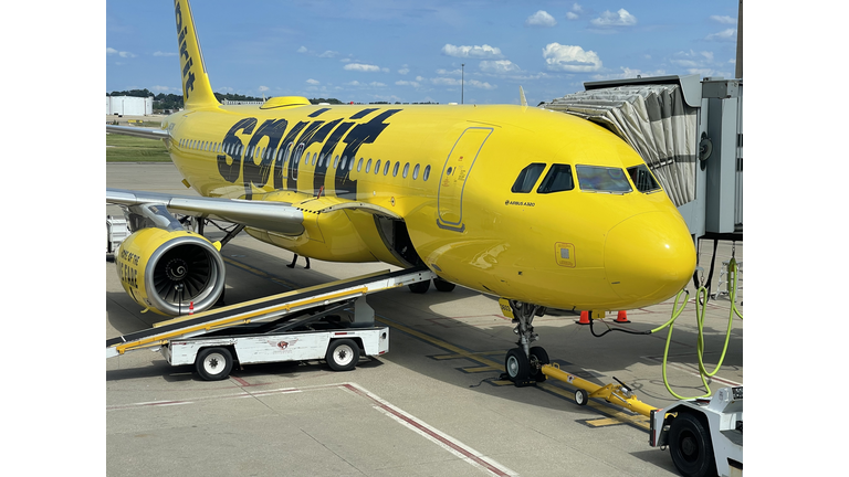 Yellow Spirit Jet at Airport