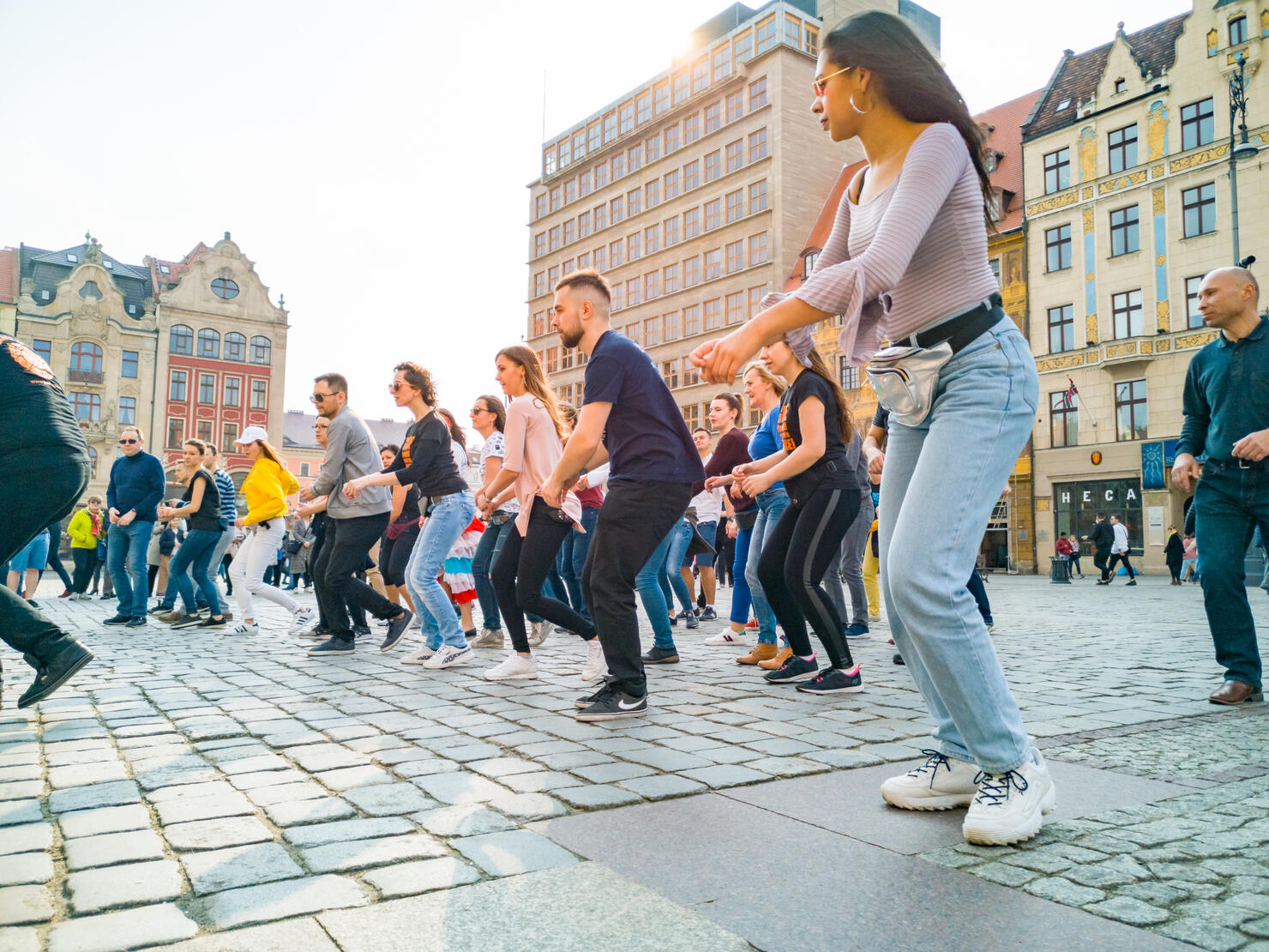 International Flashmob Day of Rueda de Casino and open event with dance animations at market square