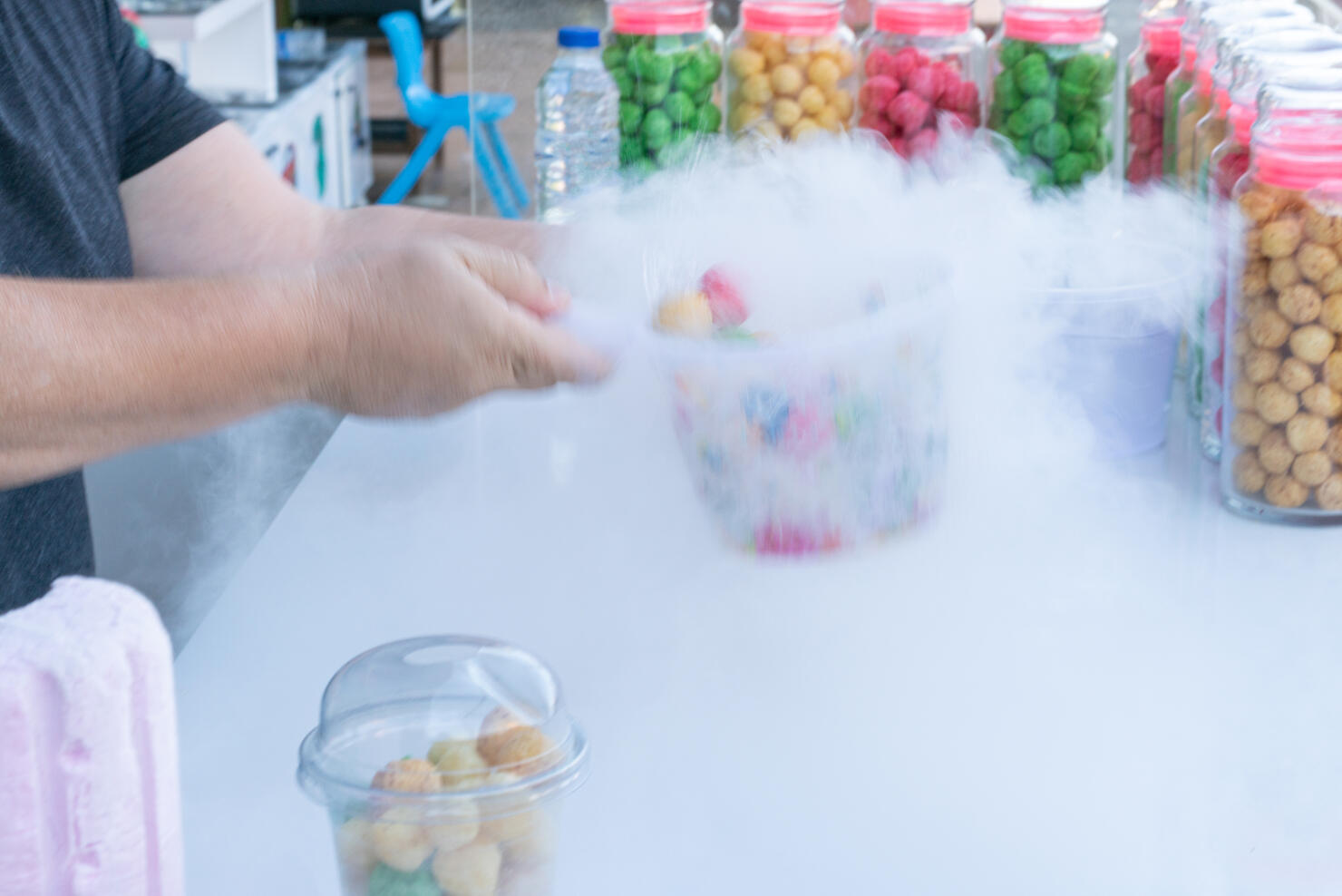 Preparing Dragon's Breath ice cream