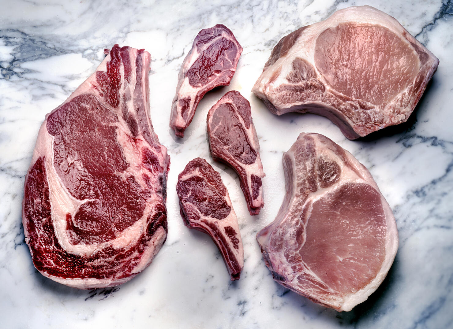 Beef lamb pork raw