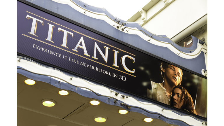 Theater Marquee with Titanic 3D Movie Poster