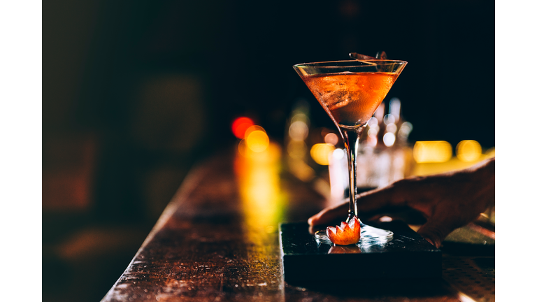 Close-Up Of Cocktail On Table In Bar