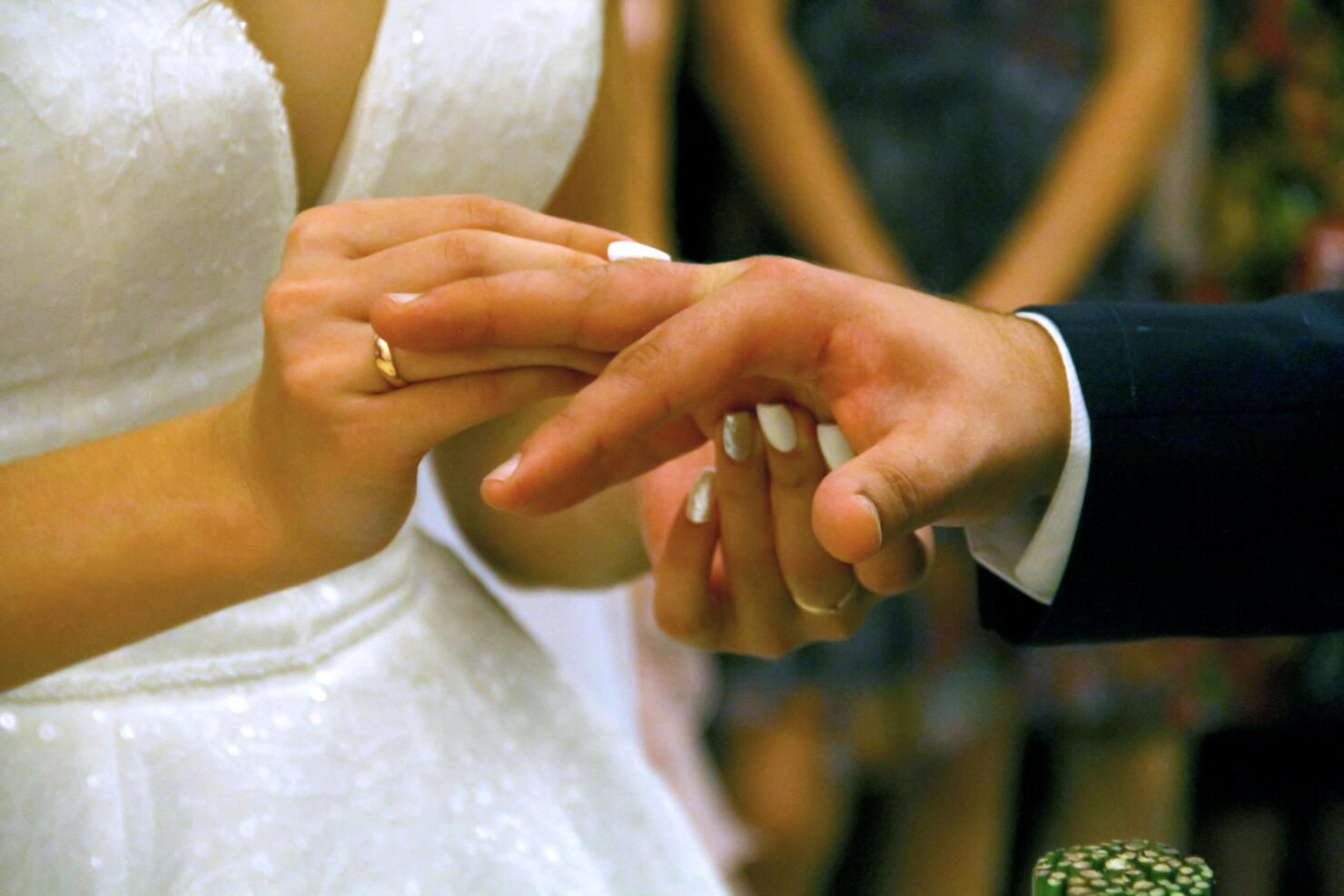 Wedding ceremony. the bride and groom exchange rings