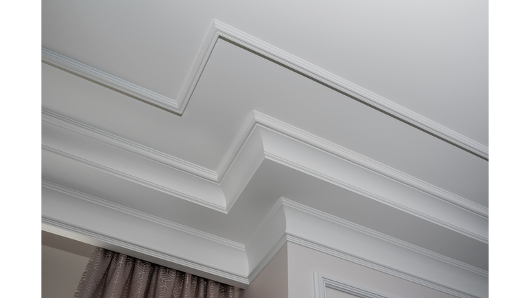 Detail of intricate corner crown molding.  a detail of corner ceiling.