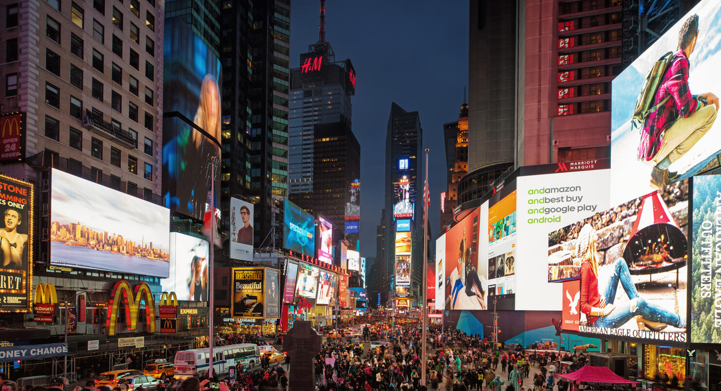Times Square at dusk