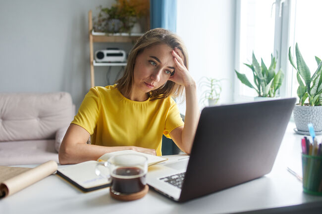 Emotionally stressed business woman.