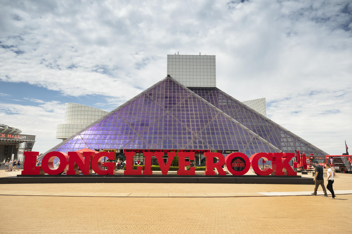 Exterior of the Rock and Roll Hall of Fame in Cleveland Ohio USA