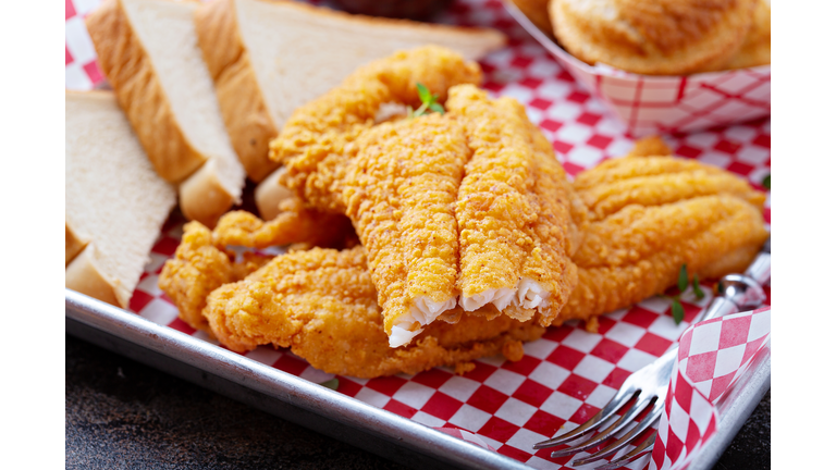 Southern fried fish with toast