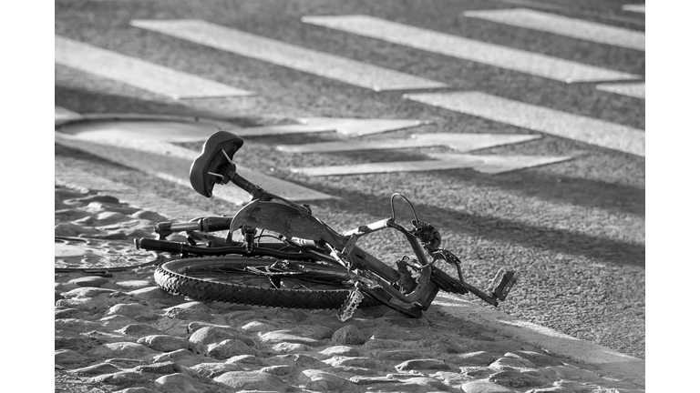 Crushed bike on the ground