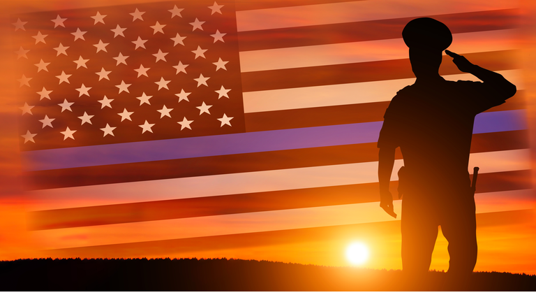 Thin Blue Line. USA flag. Peace Officers Memorial Day. Police Week. Patriot Day.