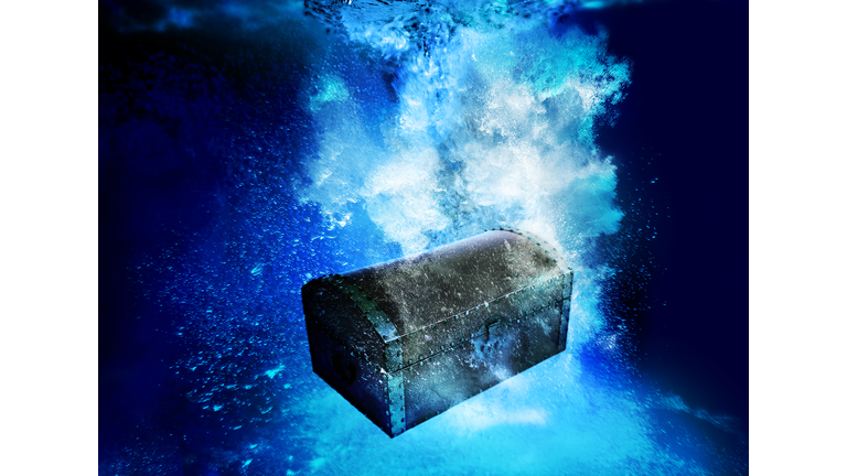 Treasure chest underwater