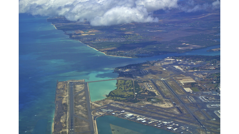 Entrance to Pearl Harbor and Honolulu Intl.