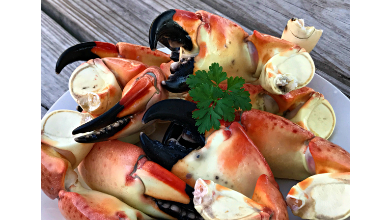 Close-Up Of Served Crab Claws On A Plate