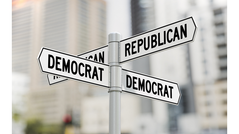 Street signs with Republican and Democrat options