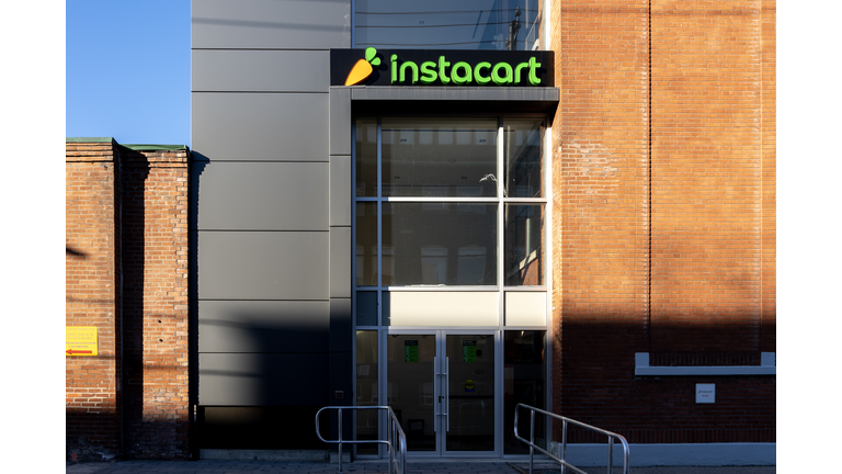 Instacart company closeup sign is seen in Toronto, Canada.
