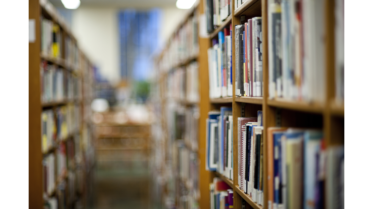 Books on shelf in library