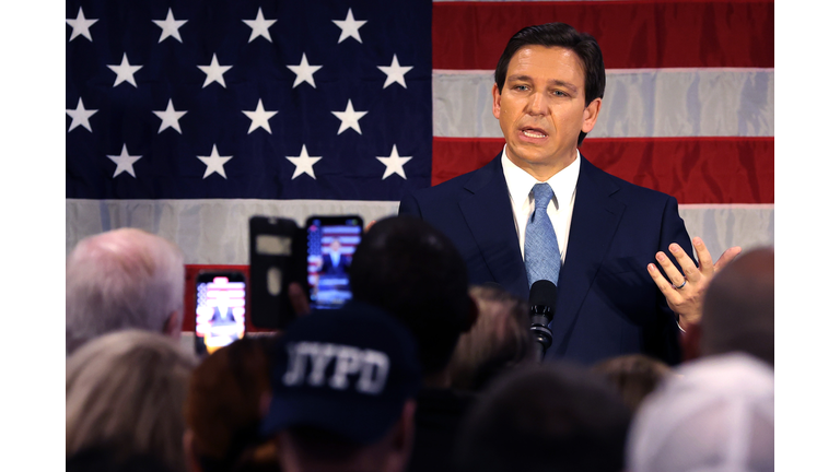Florida Gov. Ron DeSantis Speaks To Local NYPD Police Officers In Staten Island, NY