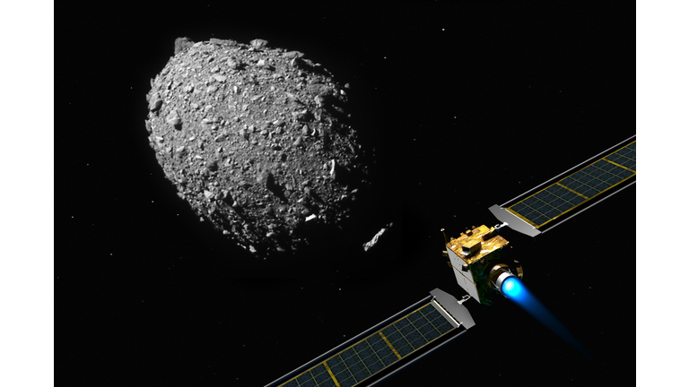 DART satellite on collision course to impacting the asteroid DIMORPHOS to deflect its orbit