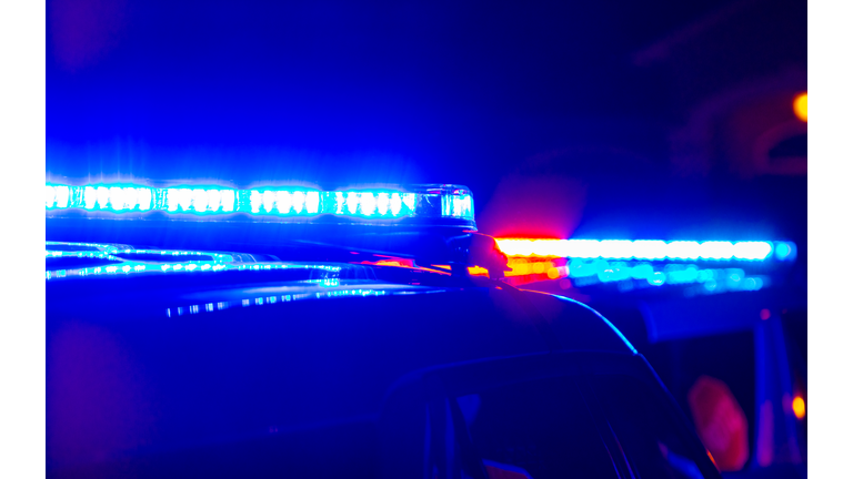 Police lights at a crime scene