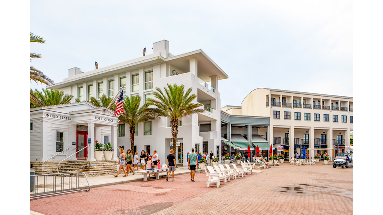 Seaside Florida scene historic landmarks seen in the Movie The Truman Show