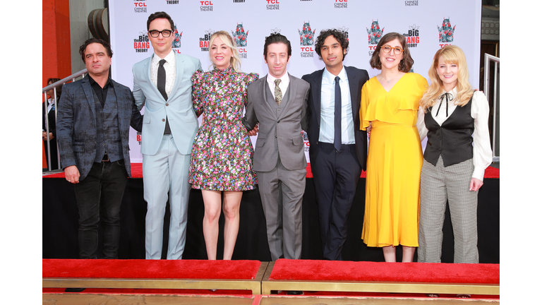 The Cast Of "The Big Bang Theory" Places Their Handprints In The Cement At The TCL Chinese Theatre IMAX Forecourt