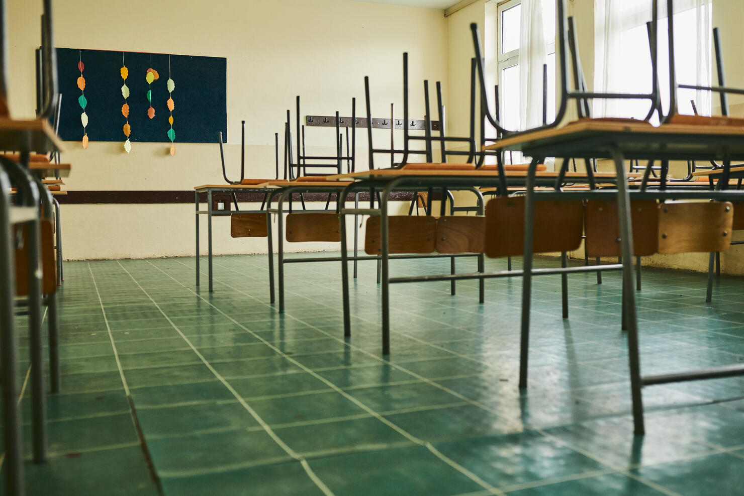 Empty classroom during COVID-19 pandemic