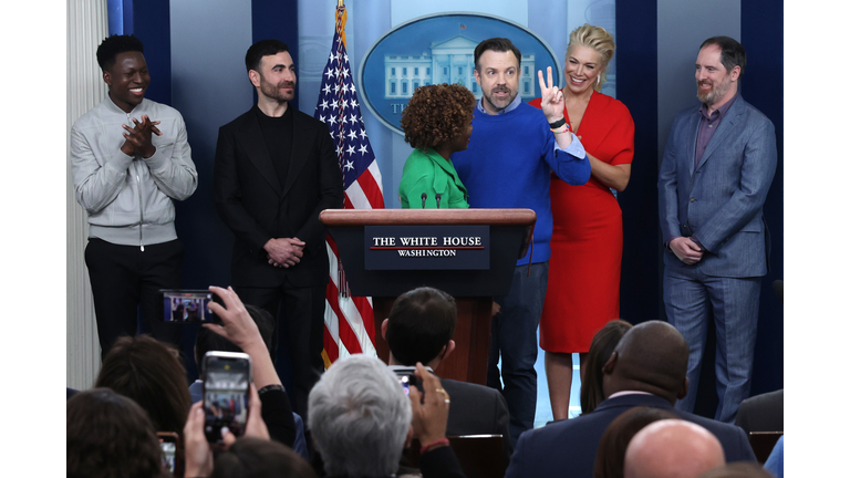 Jason Sudeikis And Cast of Ted Lasso Join Daily White House Press  Briefing