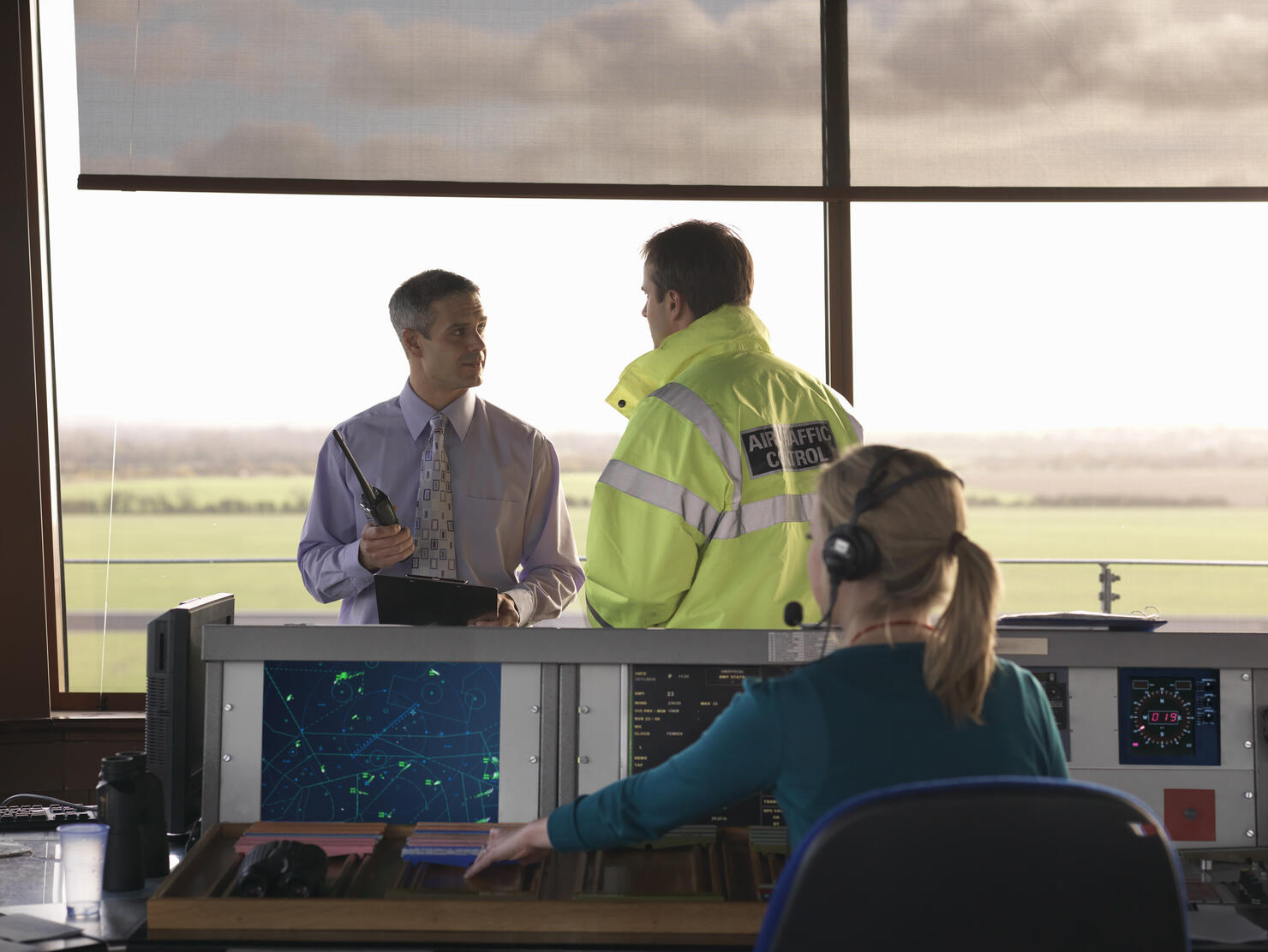 Air traffic controllers in tower