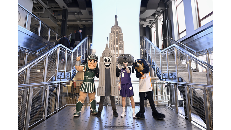 March Madness Mascots and Cheerleaders Visit the Empire State Building