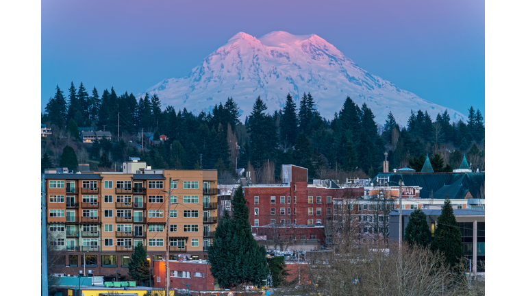 Mount Rainier Sunset Over Olympia Washington