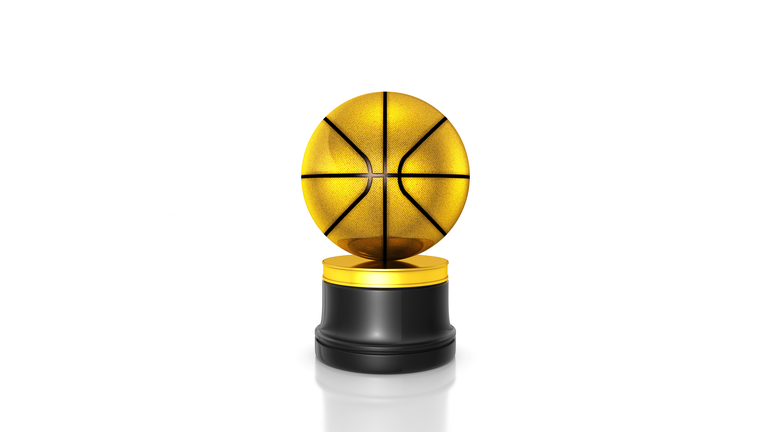 Gold basketball trophy