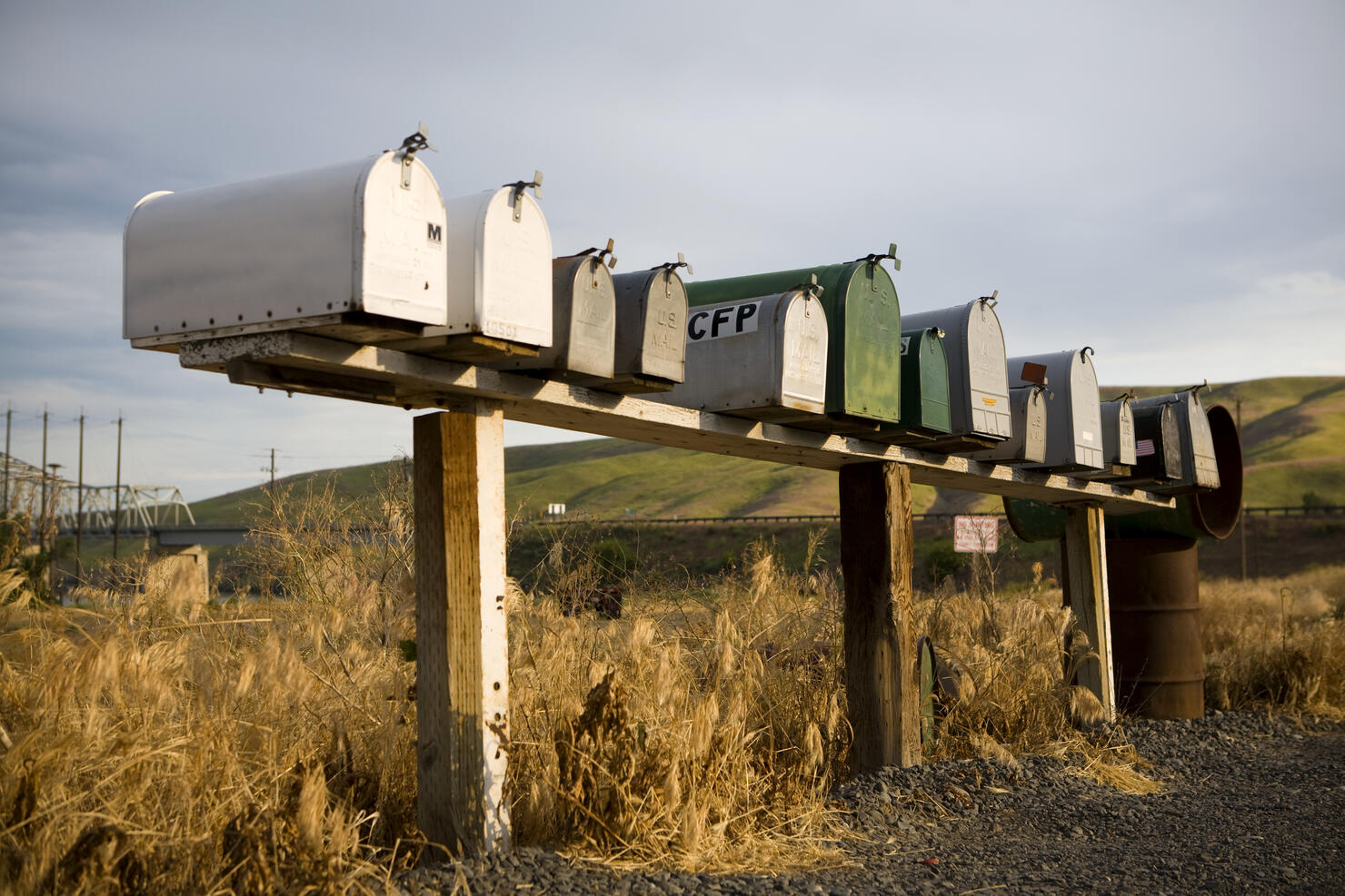Row of mailboxes, Palouse, Washington