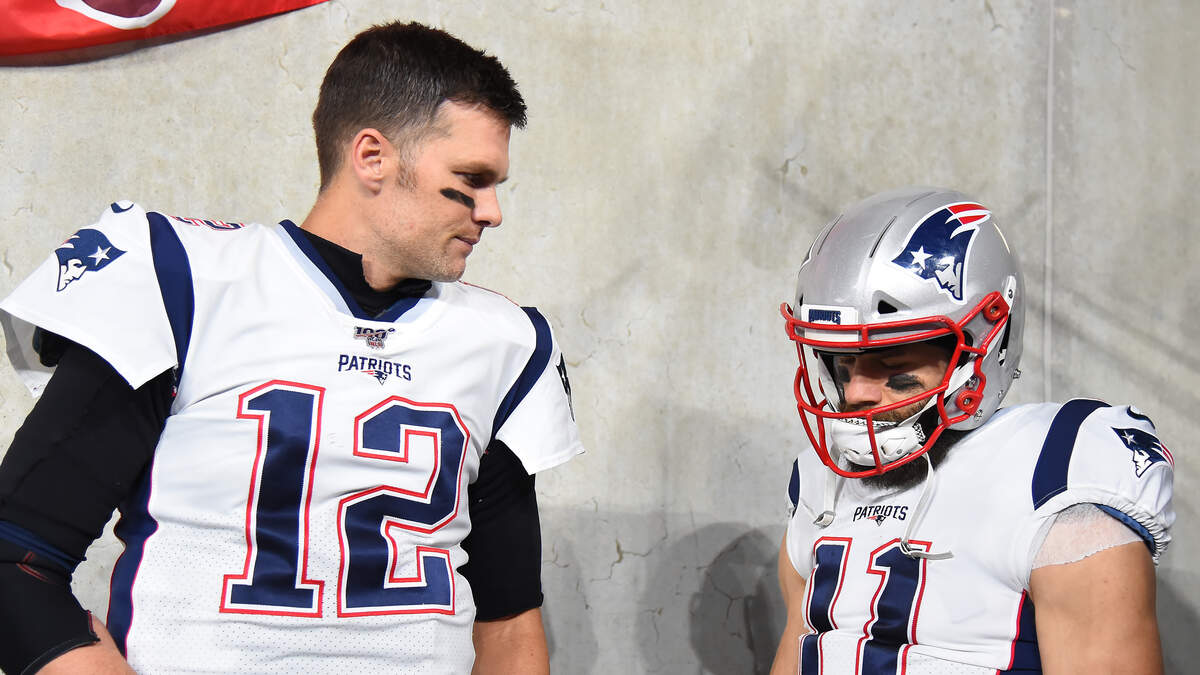 Tom Brady Reunites with Rob Gronkowski for Some Beach Day Football