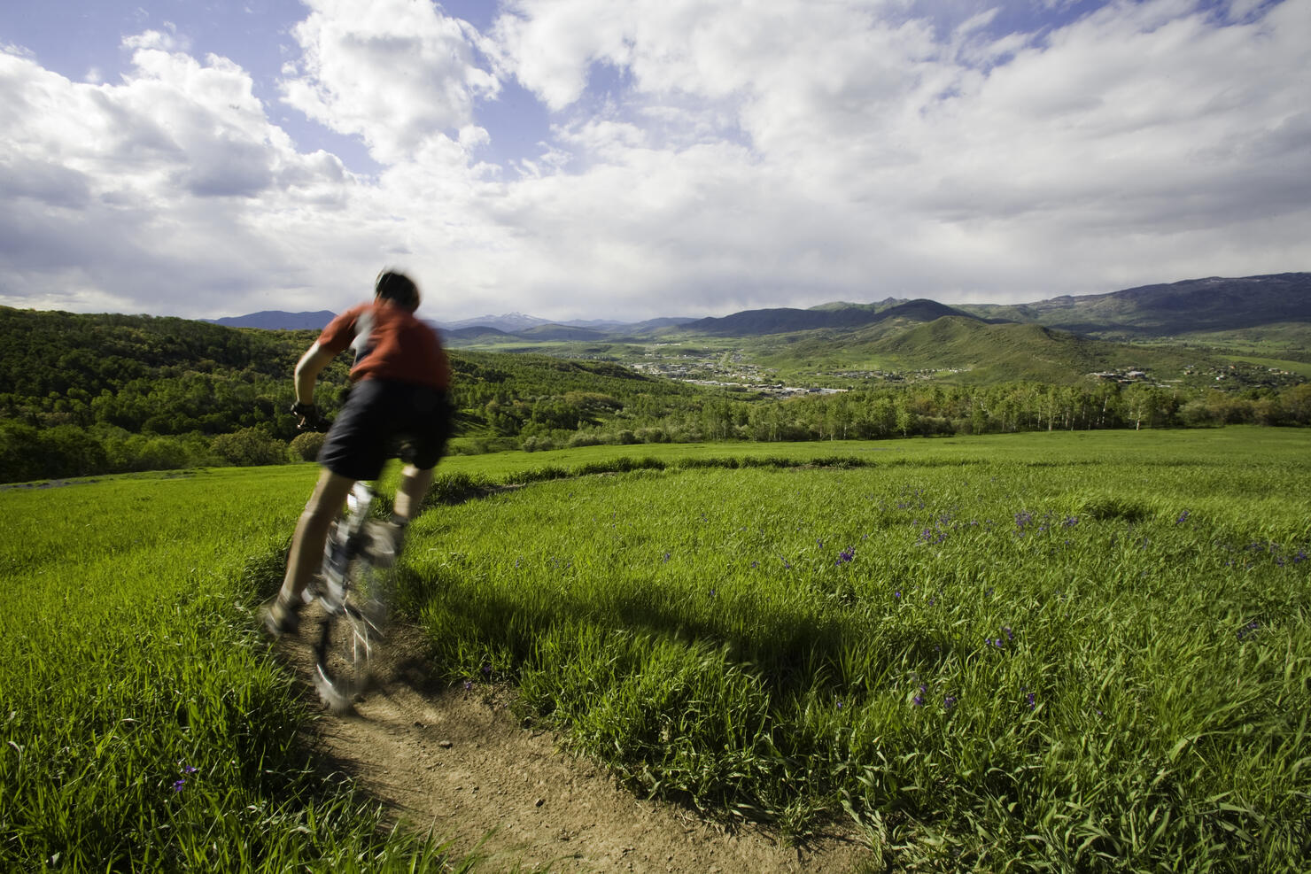 Man mountain biking in Colorado