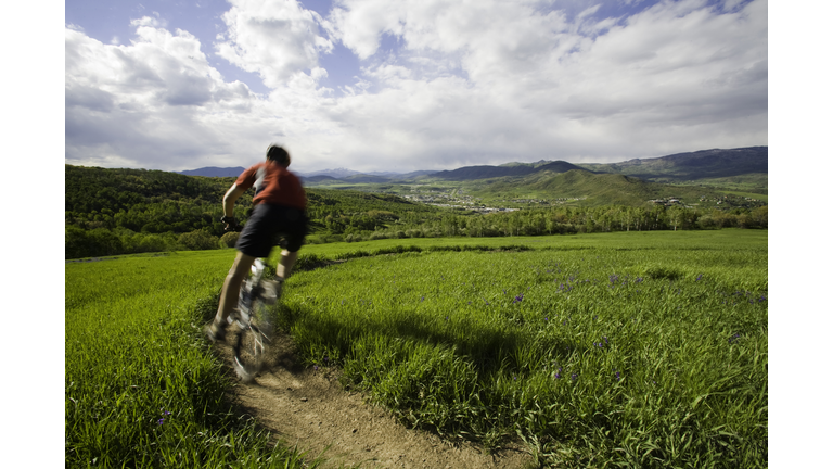 Man mountain biking in Colorado