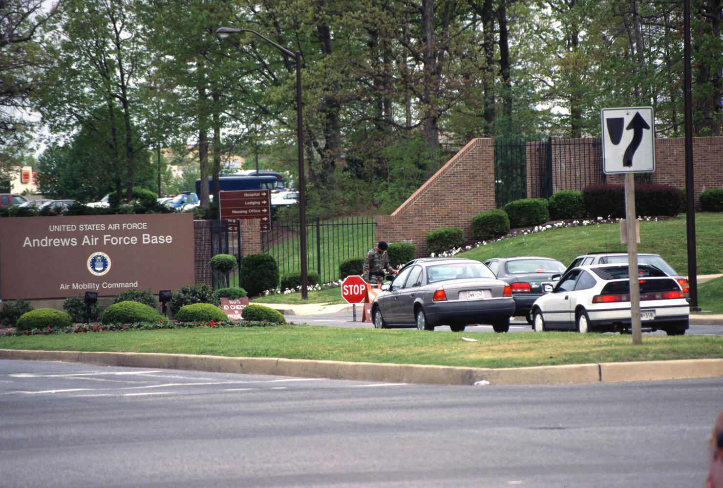 The entrance of Andrews Air Force Base in Camp Springs, Mde