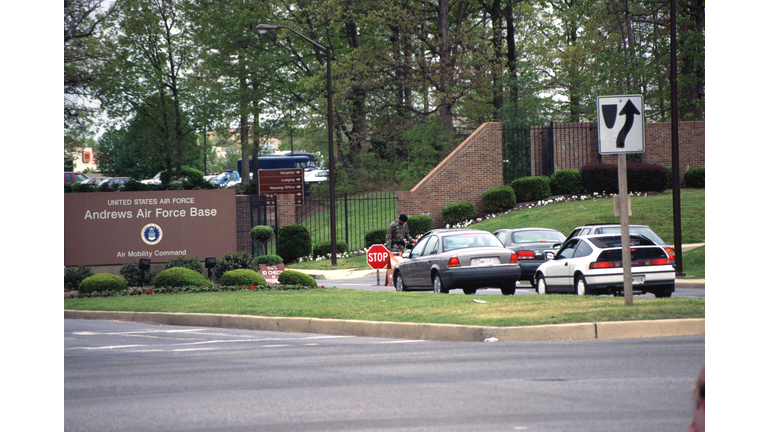 The entrance of Andrews Air Force Base in Camp Springs, Mde